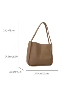 Bolso vintage y retro de gran capacidad para mujeres, de unicolor con costura, de estilo casual y elegante, adecuado para estudiantes universitarias, trabajadoras de cuello blanco, perfecto para el trabajo, de vuelta a la escuela, escuela secundaria, universidad y vacaciones.