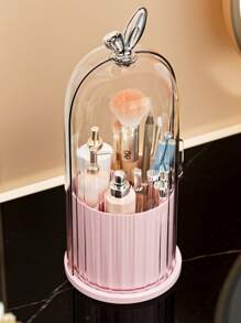 Covered Rotatable Slouchy Susan Makeup Tool Storage Box - 360° Rotating Dust-Proof Cosmetics Stand, Multi-Functional Desktop Organizer Pencil Holder, Dormitory Vanity Bathroom Office Home Decor Display Stand,For Holiday Beach, Bathroom Collection, Bedroom Collection, Large Capacity - Multicolor - View 8