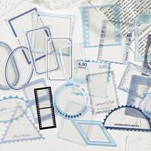 CANDY POETRY 1 包 25 张复古创意相框主题贴纸、DIY 装饰剪贴簿材料、节日礼物、个性化剪贴簿学校用品、学校用品、返校 - 淺藍色 - 查看 5