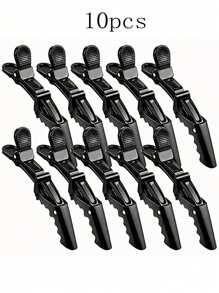 10pcs/6pcs Women's Hair Clips With Wide Teeth And Double Hinged Design, Alligator Style, Quality Salon Hair Sectioning Clips Claw Clips Hair Claws Hair Barrettes, School Stuff, Hair Accessories - Black - View 1