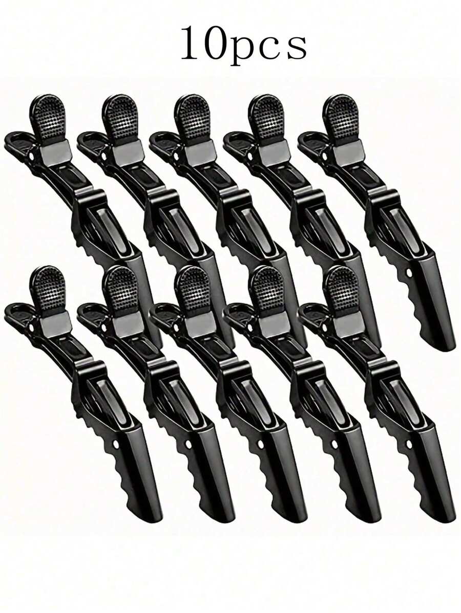 10pcs/6pcs Women's Hair Clips With Wide Teeth And Double Hinged Design, Alligator Style, Quality Salon Hair Sectioning Clips Claw Clips Hair Claws Hair Barrettes, School Stuff, Hair Accessories - Black - View 1