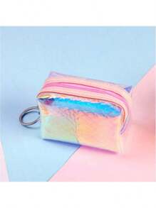 Wzór łuski ryby, opalizująca portmonetka z PVC, przezroczysta kosmetyczka z PVC, holograficzna damska mini torebka na szminki, mała i urocza portmonetka, poręczna i wygodna saszetka na klucze do noszenia przy sobie, stylowa, mała i przenośna torba podręczna dla dziewcząt.