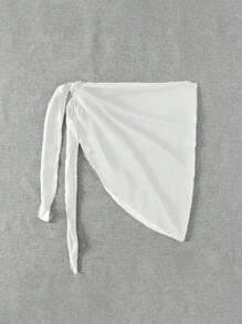 1pc 50*180cm Casual Polyester European & American Solid Color Chiffon Beach Cover-Up, Quick Dry Swimwear Shawl For Sea/Bikini Women