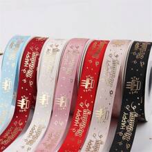 1pc 5yards 20mm Happy-Birthday Ribbon Printing Polyester Ribbon For Handmade Design Birthday Decoration Gift Packing - Pick Colors - View 4