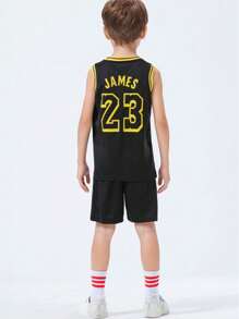 2 Peças Camisa de Basquete Personalizada para Meninos, Nº 23, Time Lakers, Uniforme de Basquete Infantil Personalizado, Regata de Verão, Conjunto de Basquete Personalizado para Meninos, Camisa de Time de Basquete Personalizada, Regata Personalizada com Texto, Camisa de Basquete para Meninos, Uniforme de Basquete Preto, Nº 23 Camisa de Basquete, Uniforme de Basquete, Uniforme de Basquete Preto, Camisa de Time de Basquete Personalizada, Conjunto Esportivo para Meninos, Uniforme Esportivo Preto, Camisa de Basquete Escolar Personalizada - Preto - Visão 9