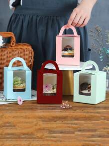 10 件/20 件单个纸质纸杯蛋糕盒、单个纸杯蛋糕托、带窗口和手柄的松饼蛋糕托盘