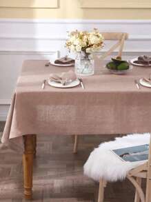 1pc Refreshing Pastoral Solid Color Tablecloth, Skin-Friendly Absorbent Washable & Reusable, Suitable For Living Room, Dining Room, Picnic, Wedding, Daily Home Decor, Spring/Summer