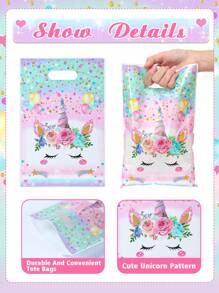 10/25/50pcs Rainbow Unicorn Birthday Party Gift Packing Bags With Handle Pink Unicorn Printed Thank You Plastic Gift Bags, Unicorn Theme Babe Shower Birthday Party Wrapping Supplies, Rainbow Unicorn Pattern Small Shopping Bags, Birthday Party Table Decorations, Birthday Party Diy Gift Pouches, Diy Baking Kitchen Packging Bags, Unicorn Theme Party Favors - Rainbow Unicorn - View 9