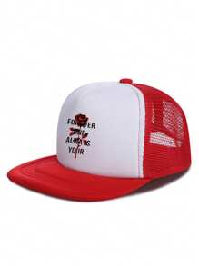 1pc Trucker Hat Flower Printing Unisex Sponge Cap Snapback Hat For Men Women Mesh Baseball Cap Adjustable Wide Brim Sun Hats Summer Flat Bill Hats