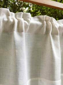 1pc Boho Style Linen Short Curtain Chic Embroidery Lace Semi Shading Cafe Curtain Valance For Kitchen Bathroom Window Rod Pocket Top - Beige - View 10