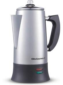 Elite Gourmet EC923 Percolador de café eléctrico, sin BPA, mantiene el calor, perilla de progreso de cerveza transparente, mango de tacto fresco, servicio inalámbrico, 12 tazas, acero inoxidable - Acero Inoxidable - Ver 9