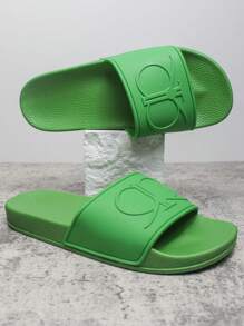 Men's Fashion Slip-On Beach Slippers With Blue Drip Pattern, Wear-Resistant Non-Slip Indoor/Outdoor Sandals For Summer