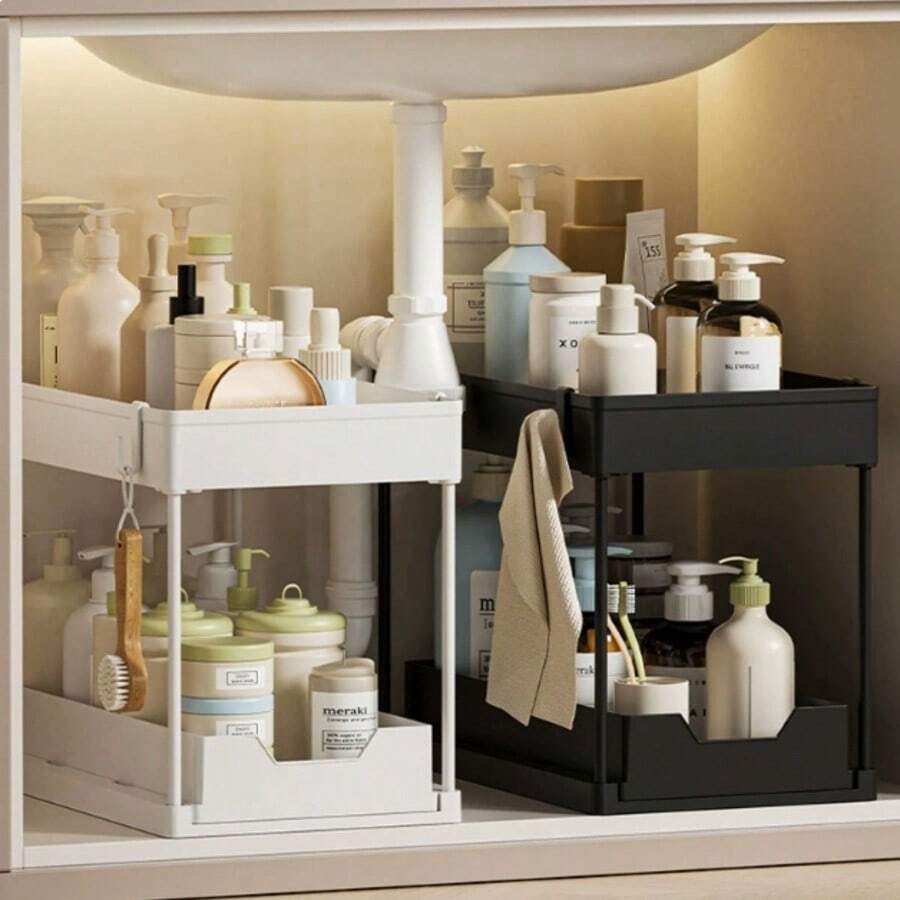 Multi-Tier Stackable Storage Rack, Shelving Unit With Sliding Storage Trays - Multicolor - View 1
