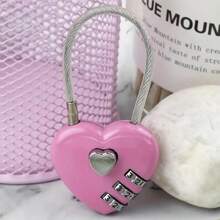 1 件迷你心形密码挂锁，金属，无需组装，未充电，不含电池 - 3 位代码，适用于手提箱、储物柜、背包、珠宝盒、旅行使用、安全工具配件