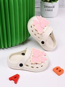 New Style Girls Hollow Out Flats Non-Slip Versatile Clogs, Bow Decor Cute Beach Sandals For Summer, Suitable For Kids & Teens - Beige - View 4