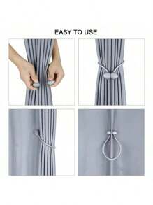 1 件磁性窗帘绑带，带绑带绳，耳机形窗帘夹，无钻孔窗帘固定器 - 彩色 - 查看 3