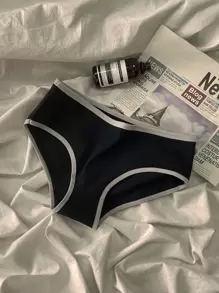 6条装女士彩色运动简约内裤，ins风简约风格内裤，中腰日式黑白灰女士三角裤 - 彩色 - 查看 2