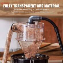 Cyclone Dust Separator, 4" Retrofit Cyclone Separator For Dust Collectors, ABS Dust Deputy With 2" Hole O.D. Connector & Hose For Wet/Dry Shop Vacuums, Fits 5-10 Gallon Tank Or 13.21 Gallon Tank - Conical, Fully Transparent, with Metal Tank - 查看 3