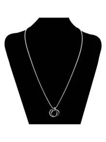 1pc 70cm Titanium Steel Unisex Crystal Decor Sweater Chain Necklace
