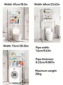 1pc Bathroom Toilet/Washing Machine Storage Shelf, Floor-To-Ceiling Detachable Upgraded Storage Shelf, Improve Bathroom/Toilet/Balcony/Laundry Room Storage Space, Maximum Load 20kg Home Bathroom Decor Bathroom Organizer Summer