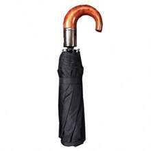 New Auto Open/Close Crook Handle Umbrella, Black Windproof And Waterproof Design, Lightweight And Durable For Business & Casual Use