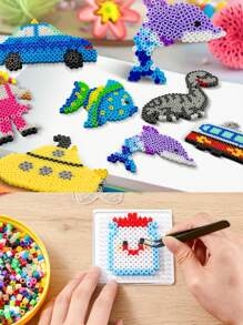 48 色熔珠，5 毫米金箔珠套装，像素艺术 DIY，3D 拼图珠宝工艺，非常适合初学者，珠饰艺术和工艺品项目的补充，动物形状钉板