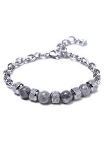 1 pieza Pulsera de hombre con cuentas de ojo de tigre, de estilo fashionable, versátil y minimalista, apta para uso diario