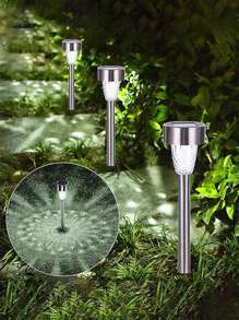 12/10/5Pcs T55 Solar-Powered Stainless Steel Lawn Lights, Outdoor Waterproof LED Ground Lights, Garden Atmosphere Decorative Landscape Lights, Suitable For Halloween Thanksgiving Home Decor Yard Path Decor, Party Decorative Lights, Festival Path Lighting, Family Gathering Events, Travel Camping