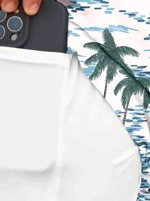 Men's Casual Double-Layer Beach Shorts With Hawaiian Style Tropical Coconut Tree Pattern, Drawstring And Pockets - Fashionable Summer Beach And Holiday Casual Shorts - Men's - Suitable For Summer - Perfect Gift For Beach Lovers And Vacationers - Multicolor - View 5