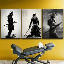 1 pieza / Juego de 3 Pósteres de arte de pared de estética de anime japonés, arte vintage de samuráis en pintura al óleo HD, decoración para el hogar y el dormitorio con/sin marco