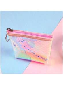Wzór łuski ryby, opalizująca portmonetka z PVC, przezroczysta kosmetyczka z PVC, holograficzna damska mini torebka na szminki, mała i urocza portmonetka, poręczna i wygodna saszetka na klucze do noszenia przy sobie, stylowa, mała i przenośna torba podręczna dla dziewcząt.