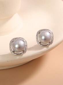 1 par de pendientes de cuerda de perla natural de plata de ley 925, regalo de boda, compromiso y novia, regalo del Día de la Madre, San Valentín y cumpleaños para ella