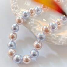 12mm Vintage High-Quality Montana Rose Hazy Blue Artificial Crystal Pearl Necklace Choker, Fashion Elegant Women Necklace, Suitable For Daily Wear And Gifts Like Valentine's Day, Mother's Day, Comes With A Delicate Gift Box,Mom,Mother,Mother's Day,Gift