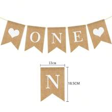 1 Pc Neutral Burlap Print ONE Boxes For 1st First Birthday Decorations, Large 3Pcs Rustic Boho ONE Sign Boxes With Letters Banner