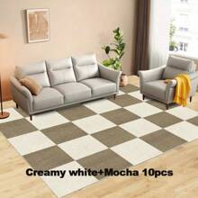 10/20/30 件机制聚酯纤维地毯砖，30 厘米 X 30 厘米，条纹图案，防滑，轻质，防水，簇绒编织，柔软住宅，无缝外观 - 彩色 - 查看 18