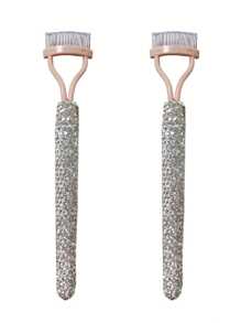 1pc Steel Eyelash Comb With Rhinestones, Luxurious Eyelash Curler & Groomer Tool, Compact & Portable, Say Goodbye To Clumpy Lashes - Multicolor - View 9