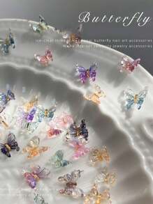 30Pcs Multi-Size Glitter & Iridescent Butterflies Nail Art Decorations, 3D Resin Colorful Butterfly Nail Accessories Nail Supplies Nails Nail Charms Nail Gems