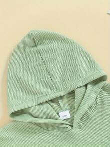 Toalla de Playa para Niños con Capucha Color Sólido Textura Waffle Suelta Cubierta de Natación Niños Niñas Toalla de Playa con Capucha - Verde - Ver 4