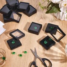 12 件装黑色宝石展示盒 2 英寸 X 0.78 英寸珠宝盒容器带透明顶盖适用于宝石硬币圣诞节节日婚礼珠宝包装