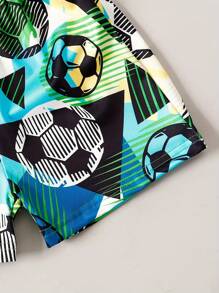 Boys' Football Pattern Green Short Sleeve T-Shirt And Shorts Set