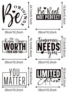 6pcs Inspiring DIY Vinyl Heat Transfer Stickers - DTF, Washable & Heat Transfer Design For T-Shirts, Masks, Jeans, Backpacks, Add Texture To Your Clothes - Mix - View 2
