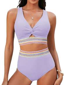 女士新款欧美比基尼套装高腰比基尼上衣和下装两件套泳衣套装