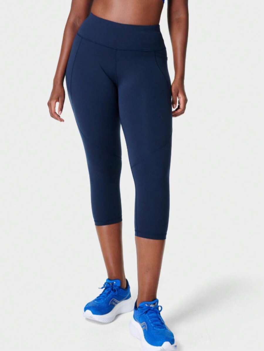 Power Cropped Workout Leggings - Navy Blue - View 1