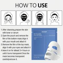 Xioimy 4 片装胶原蛋白深层保湿面膜，高度滋养，含有胶原蛋白，适合所有肤质保湿紧致面膜，胶原蛋白面膜 - 白色 - 查看 5