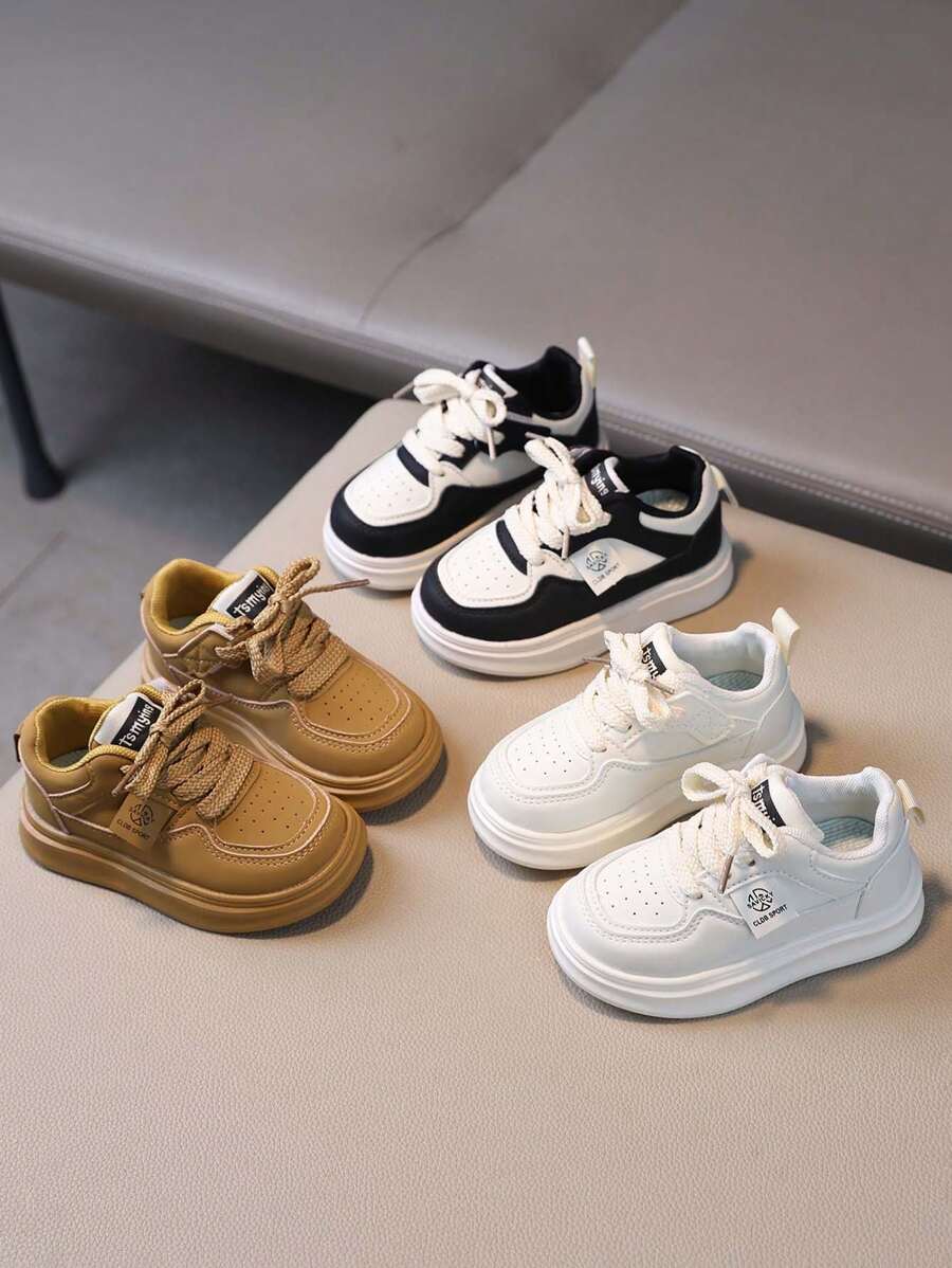 1 Pair Kids Lightweight & Non-Slip Casual Fashionable Breathable Hook-And-Loop Sports Shoes, Suitable For Spring And Autumn