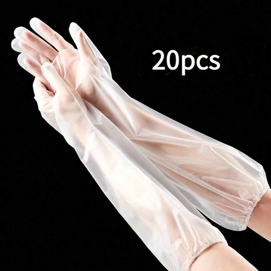 20-Pack 20-Pack Extra Long Waterproof Kitchen Cleaning Gloves, Durable & Comfortable For Dishwashing, Cleaning & Gardening (Alcohol-Free) - 20 件 - 查看 1