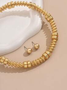 3pcs/Set Minimalist Geometric Earrings & Necklace Set For Women