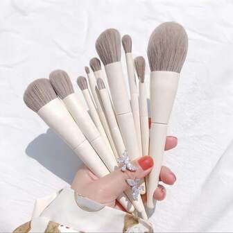 10pcs Portable Soft Zero Degree Makeup Brushes Set, Mini Milky White Makeup Brush Full Set, Soft Hair Makeup Brushes For Beginners, Eye Shadow Brush,Brush Set,Makeup Brush Kit,Make Up Brush Set,Make Up Set Complete,Makeup Brush Set,Complete Makeup Kit,Brush Kit,Brushes Makeup Set,Makeup Gift Set