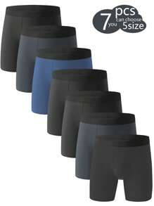 7 件装男士内裤高弹力男士平角裤基本款平角短裤时尚礼物大码内裤男士平角裤 - 彩色 - 查看 1