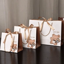 Bolsa de regalo con diseño de oso de dibujos animados, con lazo, ideal para festivales, cumpleaños, fiestas, empaque de regalo diario, empaque para el Día de San Valentín